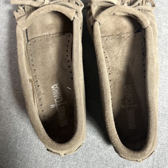Minnetonka Shoes Womens 7 Moccasins Moc Toe Slip On Fringe Tassel Brown/slate - Picture 4 of 8